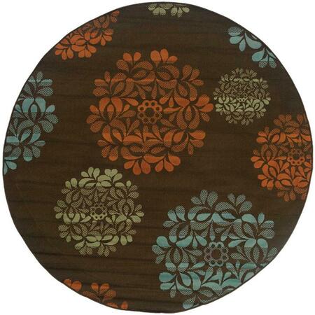 SPHINX BY ORIENTAL WEAVERS Rug, Montego 2635N 8' Round Round - Brown/ Blue-Polypropylene M2635N240RDST